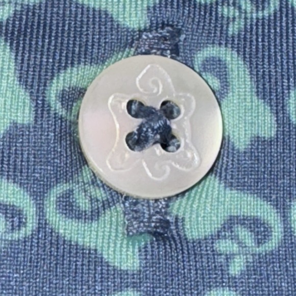 Turtleson Men's Large Performance Stretch Polo Floral AOP‎ Blue Green Golf Shirt - Picture 9 of 11